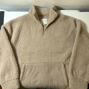NWOT AE Cozy Sherpa Pullover Sweatshirt with Quarter Zip